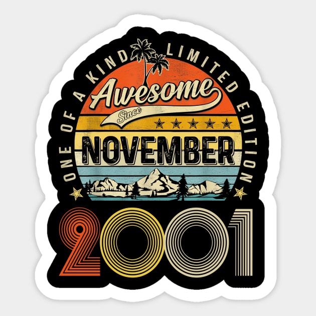 Awesome Since November 2001 Vintage 22nd Birthday Sticker by Mhoon 